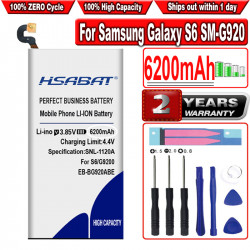 Batterie 6200mAh pour Samsung Galaxy S6 SM-G920 G9200 G920f G920i G920A G9208 G9209 G920 G920V G920T G920P EB-BG920ABE vue 0