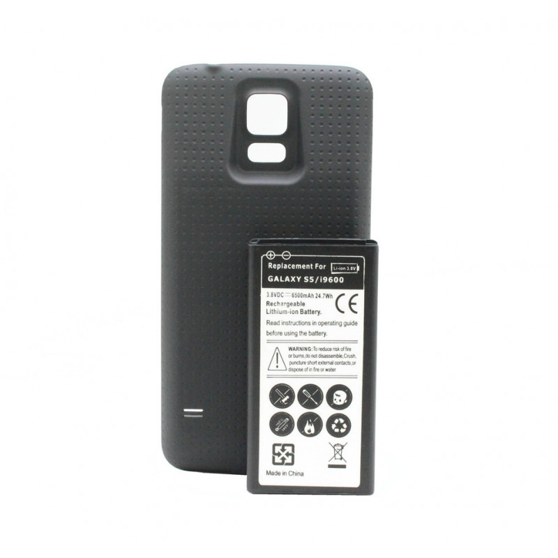 Batterie étendue avec couvercle arrière pour Samsung Galaxy S5, 1x6500mAh, Compatible avec SV I9600 I9602 G900F G900V  vue 0