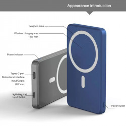 Powerbank Magsafe Portable Magnétique sans Fil pour iPhone 13 12 Pro Max et Mini Chargeur Externe vue 5