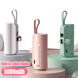 Batterie Externe 5000mAh Mini Chargeur à Câble Intégré - Batterie Auxiliaire de Rechange pour Téléphone Portable i vue 0