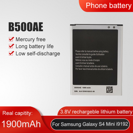 Batterie Rechargeable Originale Samsung Galaxy S4 Mini i9192 i9195 i9190 i9198 J110 I435 I257 B500AE B500BE vue 0