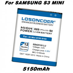 Batterie 5150mAh pour Samsung Galaxy S3 Mini I8190 I699 Ace 2 I8160 S7562 S7568 I8190N I739 S7560 S7580 S3 Mini III - Co vue 0