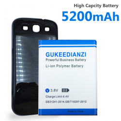Batterie 5200mAh EB-L1G6LLU pour Samsung GALAXY S3 SIII I9300 - Rechargeable et avec Couverture Arrière Gratuite. vue 0