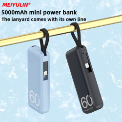 Chargeur d'urgence Portable 5000mAh Mini Batterie Externe avec Câbles Intégrés de Type C pour iPhone 13, Xiaomi et Sa vue 0