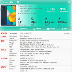 Couvercle de batterie arrière en verre 6.4 pouces pour Samsung Galaxy M32 M325FV M325F/DS. vue 2