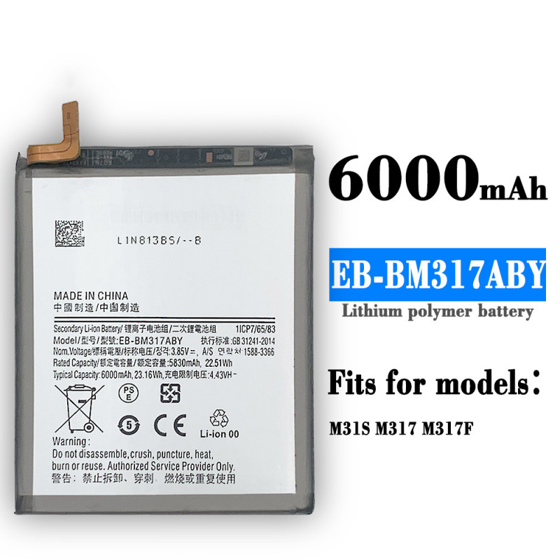 Batterie Rechargeable Originale EB-BM317ABY 6000mAh pour Samsung Galaxy M31S M317 M317F - Nouvelle Batterie + Outils Gra vue 0
