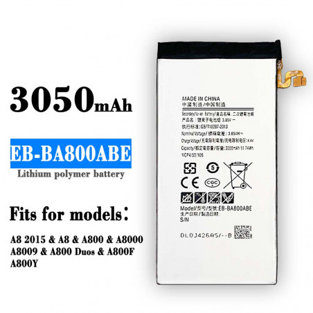 Batterie d'origine Samsung GALAXY A8 2015 A8000 A800F A800S A800YZ EB-BA800ABE 3050mAh. vue 0