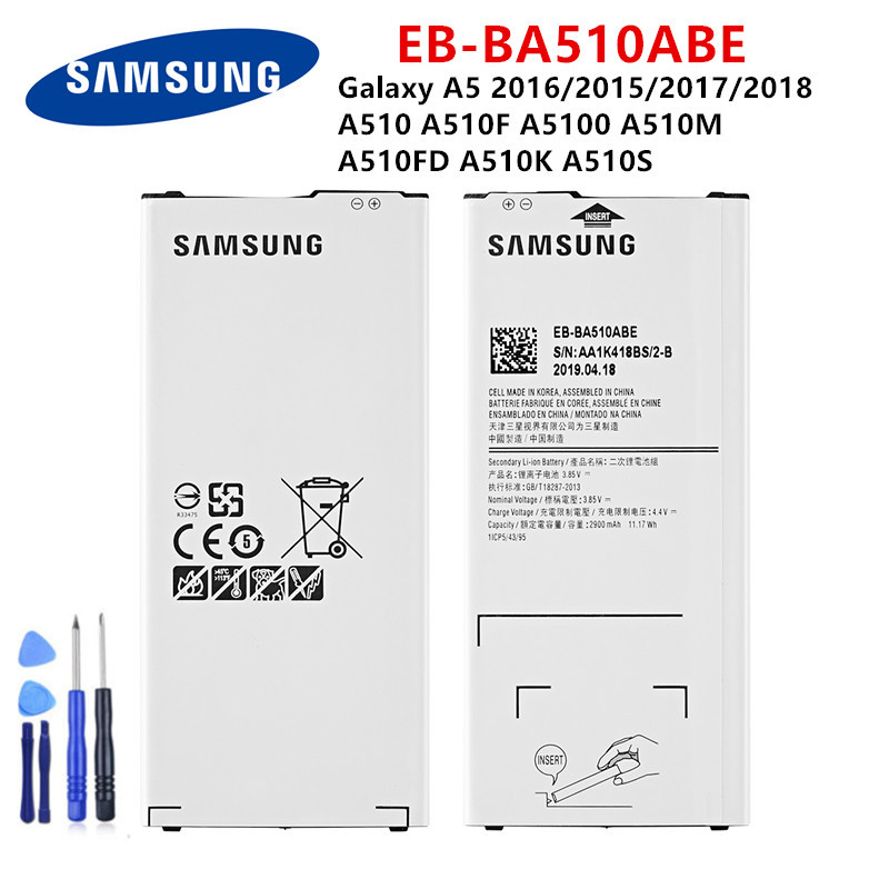 Batterie Originale EB-BA510ABE 2900mAh pour Galaxy A5 2016/2015/2017/2018 A510 A510F A5100 A510M A510K A510S + Outils vue 0