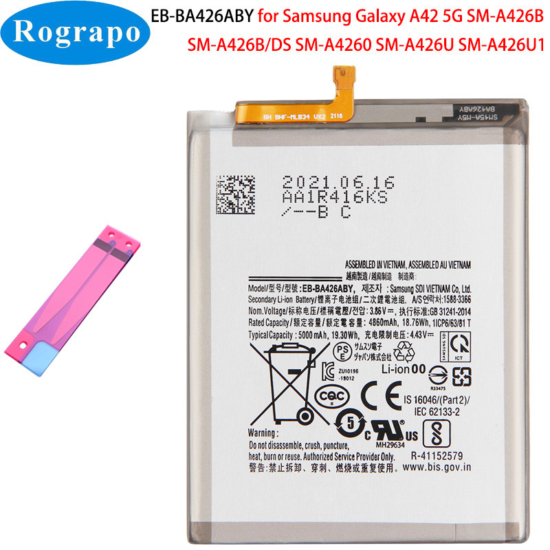 Batterie De Téléphone Samsung Galaxy A32 A42 A72 5G SM-A326B SM-A426B SM-A726B - Nouveau Original 5000mAh EB-BA426ABY vue 0