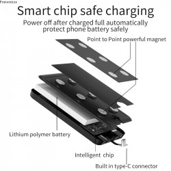 10000mAh Chargeur de Batterie Magnétique pour Samsung Galaxy A12 A22 A32 A42 A52 A52S A72 A82 A33 A53 A73 A23 5G 4G ave vue 3