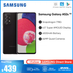 Smartphone Galaxy A52s SM-A528 5G, Snapdragon 778G, Batterie 4500mAh, Écran 120Hz FHD+ sAmoled, 12 Bandes. vue 0