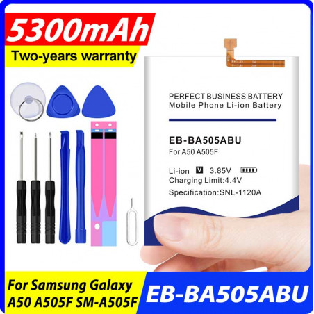 Batterie de Remplacement 100% mAh pour Samsung Galaxy A50 A505F 5300 EB-BA505ABU d'Origine Nouvelle SM-A505F en Stock vue 0