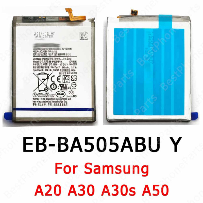 Batterie Li-ion Originale EB-BA505ABY pour Samsung Galaxy A50, A30, A30s, A20 - 4000 mAh vue 0
