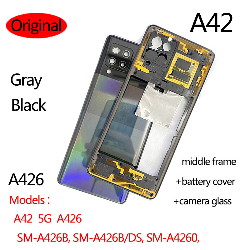 Boîtier de Batterie d'Origine A42 pour Samsung Galaxy A42 5G A426 - Châssis, Cadre Central, Couvercle Arrière + Objec vue 0
