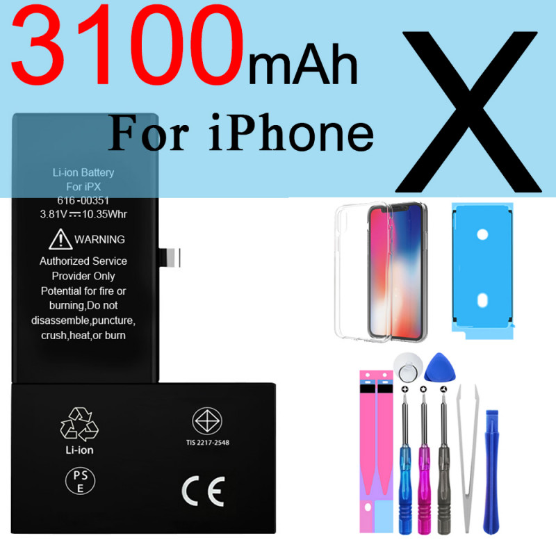 Batterie Haute Capacité pour iPhone 6S 6 7 8 Plus 11 12 Pro Max 5 5s 5C SE X XR XS. vue 0