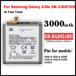 Batterie d'Origine 100% EB-BA202ABU pour Samsung Galaxy A20e SM-A202F/DS SM-A202F 2920/3000mAh Li-polymère + Outils. vue 0
