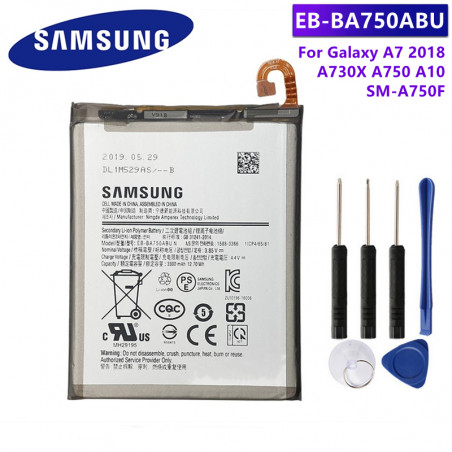 Batterie EB-BA750ABU Originale pour Samsung Galaxy A7 Version 2018 A730X A750 SM-A730X A10 SM-A750F 3400mAh + Outils vue 0