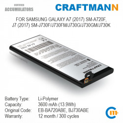 Batterie pour Samsung Galaxy A7 (2017) SM-A720F et J7 (2017) SM-J730F/J730FM/J730G/J730GM/J730K (EB-BA720ABE/EB-BJ730ABE vue 0