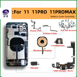 Kit de Réparation Complet pour iPhone 11 11Pro 11PROMAX - Couvercle Arrière, Coque Centrale, Plateau de Carte SIM, Ass vue 0