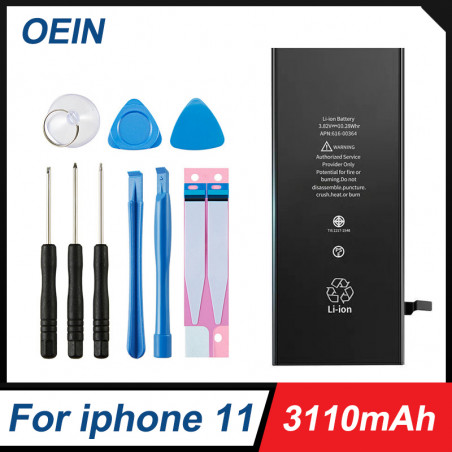Batterie Ooin pour iPhone 11 et 11 Pro, Kit d'Outils de Réparation Gratuit, 3110mAh, Originale, Haute Capacité. vue 0