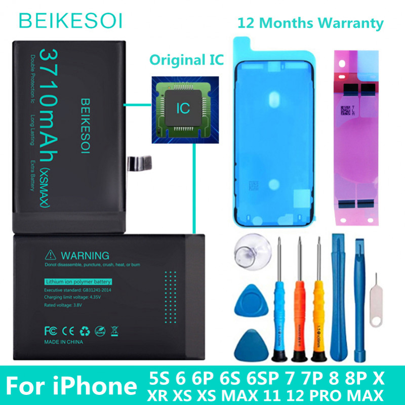 Batterie Originale BEIKESOI pour iPhone 5s 6 6S 7 8 Plus X XR XS MAX 11 12 PRO MAX avec Outils vue 0