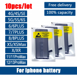 Lot de 10 Batteries OEM pour iPhone 4 4S 5 5S 5C SE 2020 6 6S 7 8 Plus X XR XS 11 12 13 Mini SE2 Pro Max. vue 0