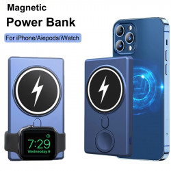 Macsafe 3 en 1 Powerbank Magnétique Sans Fil pour iPhone 13 14 Xiaomi Watch Chargeur Externe Portable Batterie Auxiliai vue 0