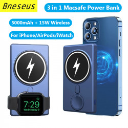 Macsafe 3 en 1 Batterie Externe Sans Fil 15W Powerbank Magnétique avec Chargeur Rapide pour iPhone 12 13 14 Watch vue 0