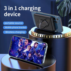 Power Bank 3 en 1 Ultra-mince 5000mAh pour iPhone 14 Pro Max avec Charge Magnétique Sans Fil et Support Batterie Extern vue 0