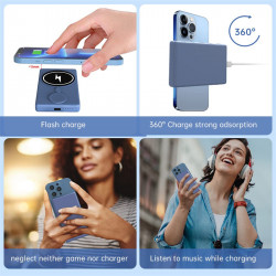 MacSafe 3 en 1 Chargeur Magnétique Sans Fil Powerbank pour iPhone 14 13 12 Pro Max Watch Bloc de Batterie Auxiliaire Ex vue 3