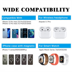 MacSafe 3 en 1 Chargeur Magnétique Sans Fil Powerbank pour iPhone 14 13 12 Pro Max Watch Bloc de Batterie Auxiliaire Ex vue 5