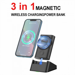 Power Bank Magnétique 3 en 1 5200mAh - Batterie Externe Sans Fil, Chargeur Portable pour iPhone 12/13 Pro, Apple Watch  vue 0