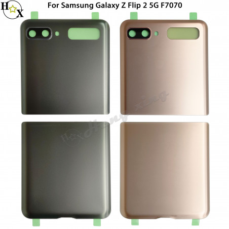 Coque Arrière en Verre Samsung Galaxy Z Flip 2 5G F707 avec Couvercle de Batterie et Lunette de Caméra Objectif. vue 0