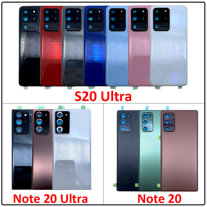 Coque Arrière en Verre pour Samsung Galaxy S20 Ultra Note 20 Ultra avec Autocollant de Remplacement d'Objectif d'Appare vue 0